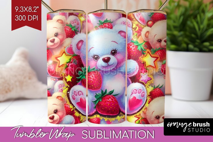 Teddy Bear Tumbler Wrap - Valentine Tumbler PNG Sublimation