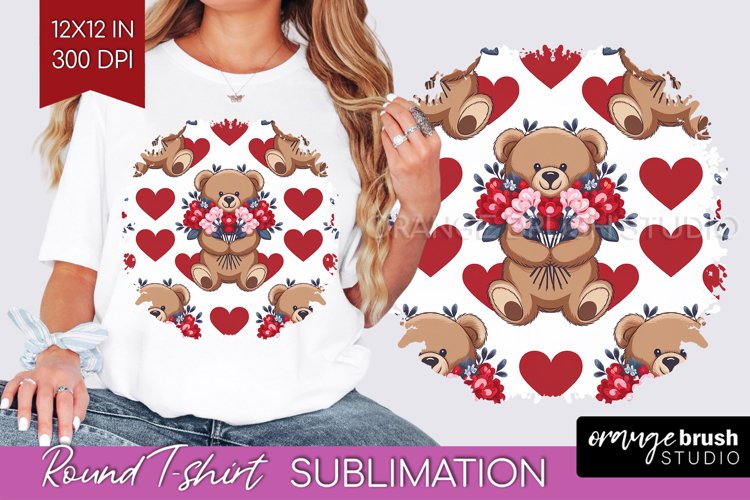 Teddy Bear Round Tshirt Background - Valentine PNG