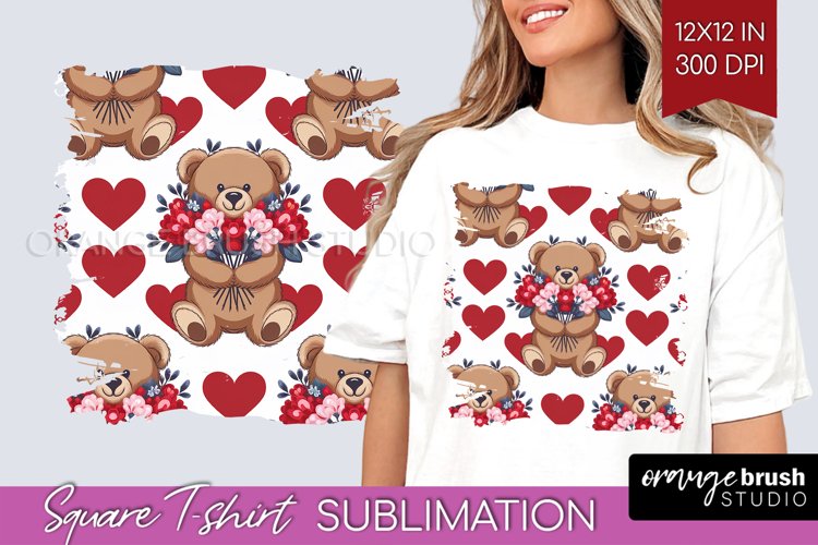 Teddy Bear Square Tshirt Background - Valentine PNG