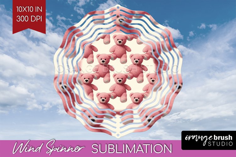 Teddy Bear Wind Spinner Sublimation PNG - Valentine Round