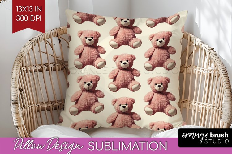 Teddy Bear Pillow Sublimation - Valentine Pillow Cover PNG
