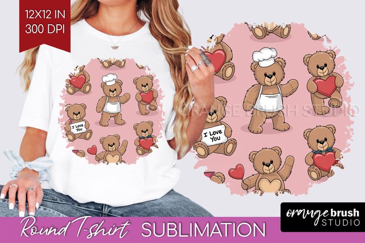 Teddy Bear Round Tshirt Background - Valentine PNG