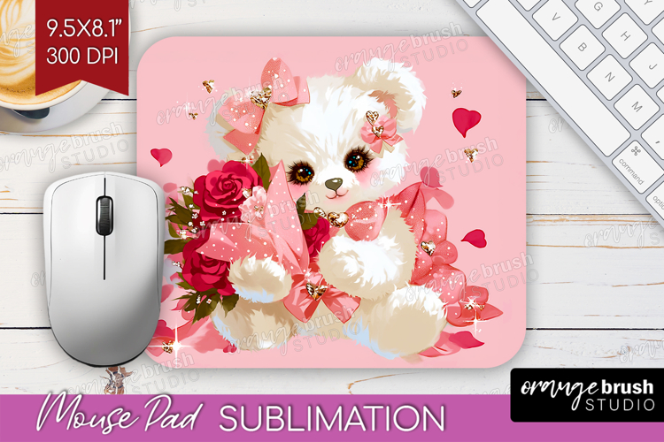 Teddy Bear Valentine Mouse Pad Sublimation Cute Valentines