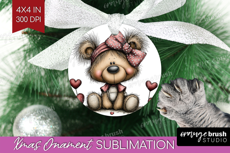 Teddy Bear Valentine Ornament PNG Whimsical Animal PNG