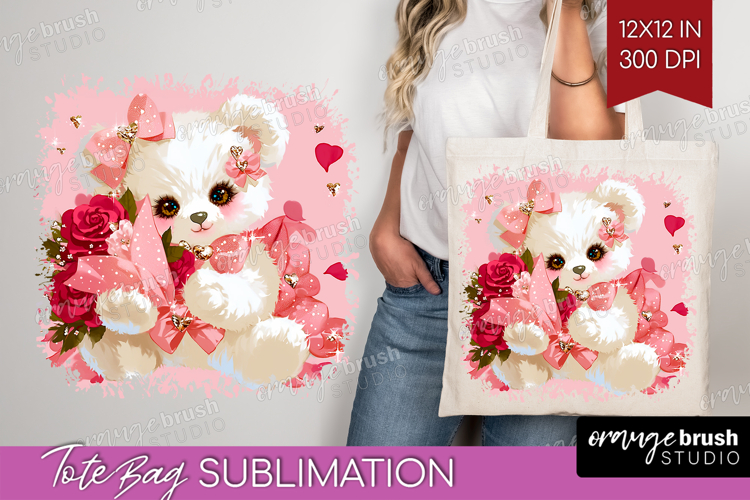 Teddy Bear Valentine Tote Bag Cute Valentines Day Tote Bag