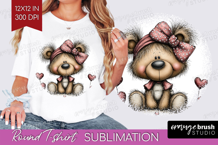 Teddy Bear Valentine Round Tshirt Background Whimsical PNG