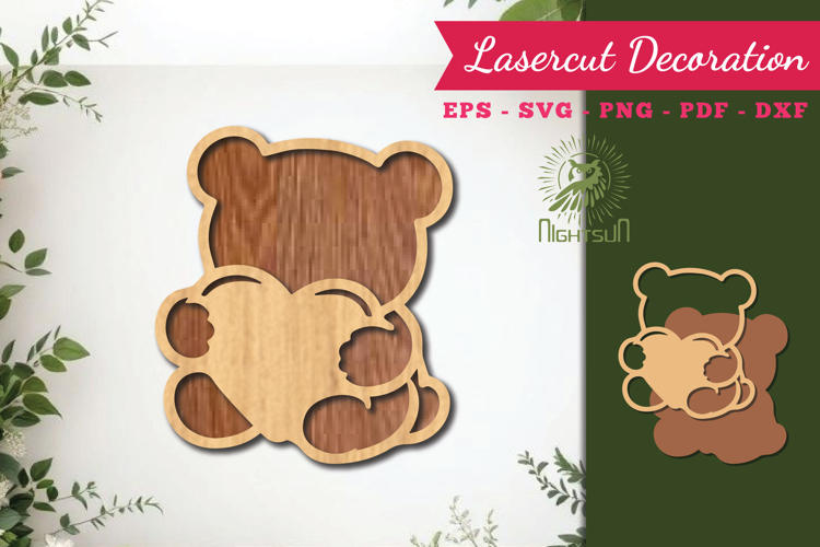 Teddy Bear Hugging Heart Lasercut Decoration SVG