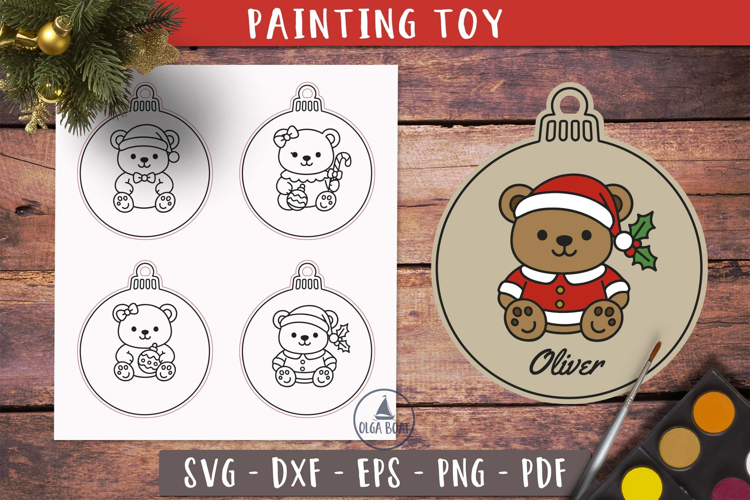 Teddy Bear Ornament Personalized SVG Painting Toy