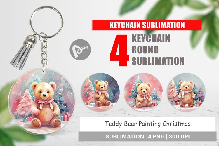 Keychain Bear Christmas Painting