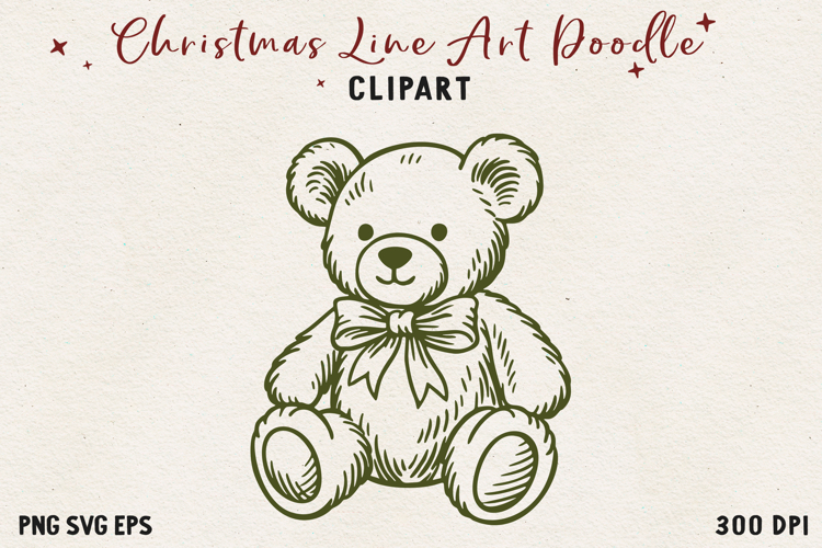 Vintage Hand-Drawn Christmas Illustration| Line Art Clipart