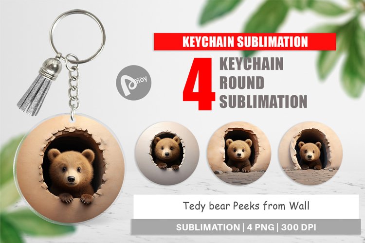 Keychain Tedy bear Peeks from Wall