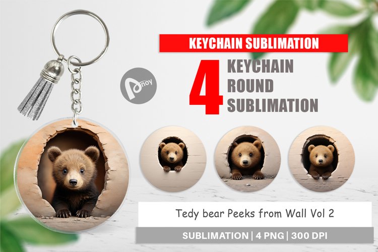 Keychain Tedy bear Peeks from Wall