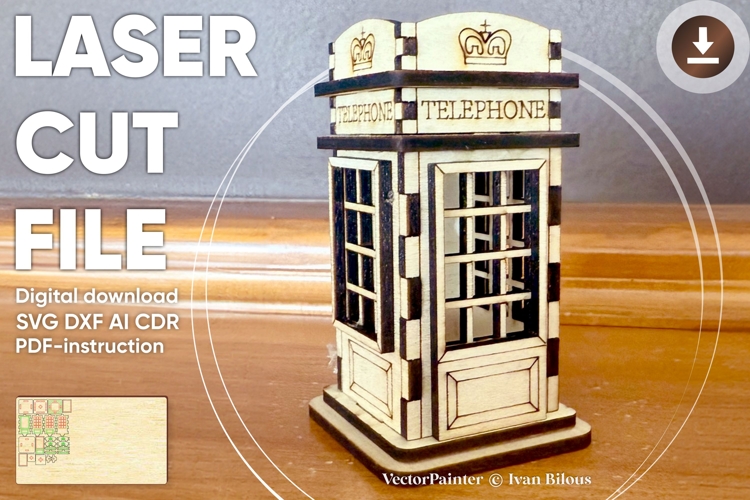 Telephone booth Storage Box - Laser Cut File, London Plywood