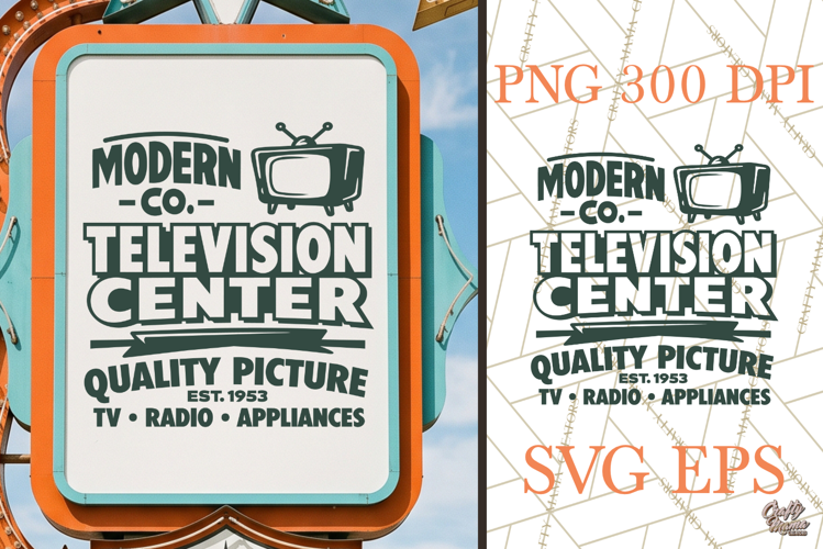 Retro Television Shop SVG PNG Atomic Age TV
