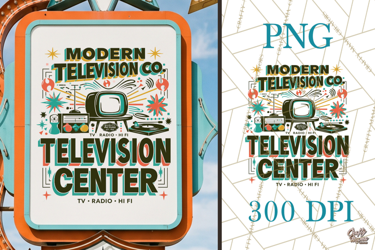 Retro Atomic Age Television Shop PNG
