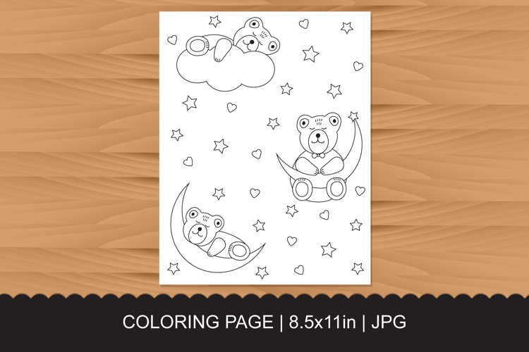 Cute Teddy Bears Pattern Coloring Page