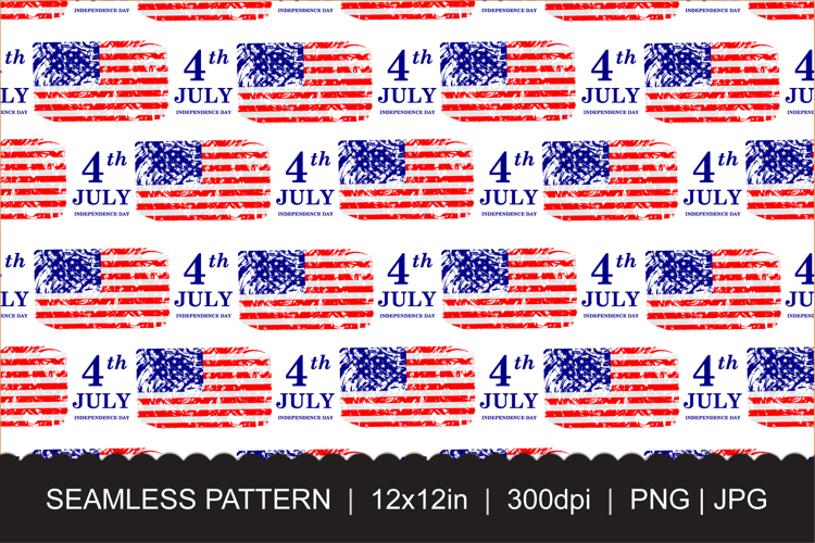 Seamless 4th of July USA Flag Pattern with Grunge Texture