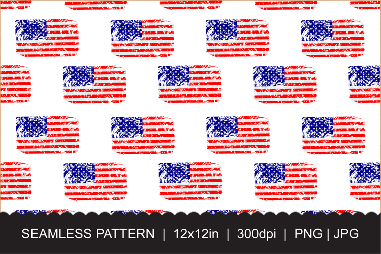 Seamless USA Flag Pattern with Grunge Texture