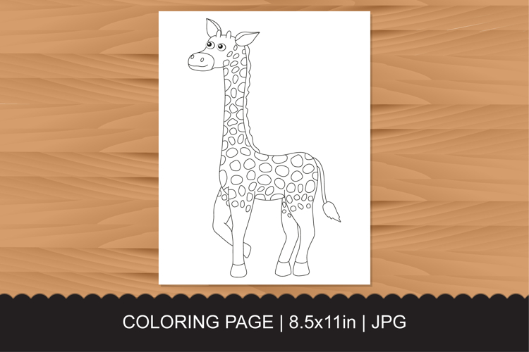 Cute Cartoon Giraffe Coloring Page for Kids