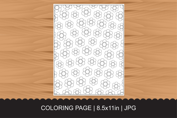 Simple Repeated Flower Pattern Coloring Page