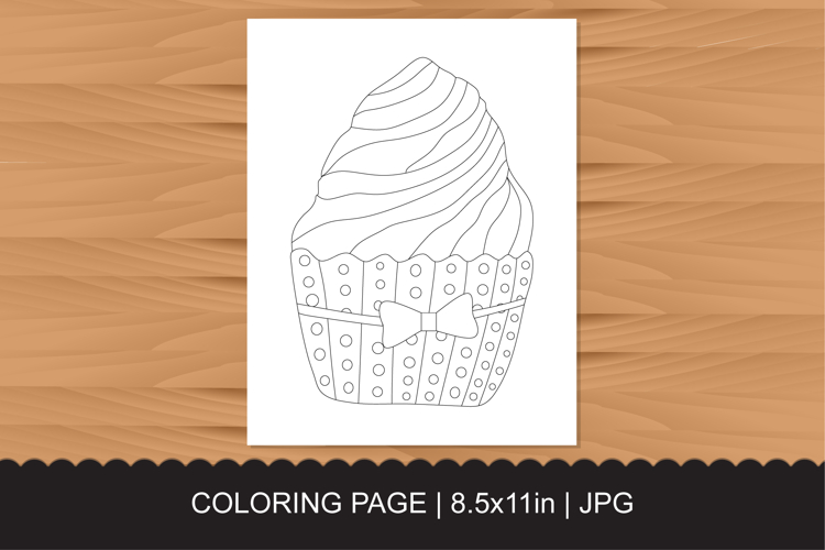 Simple Cupcake Coloring Page