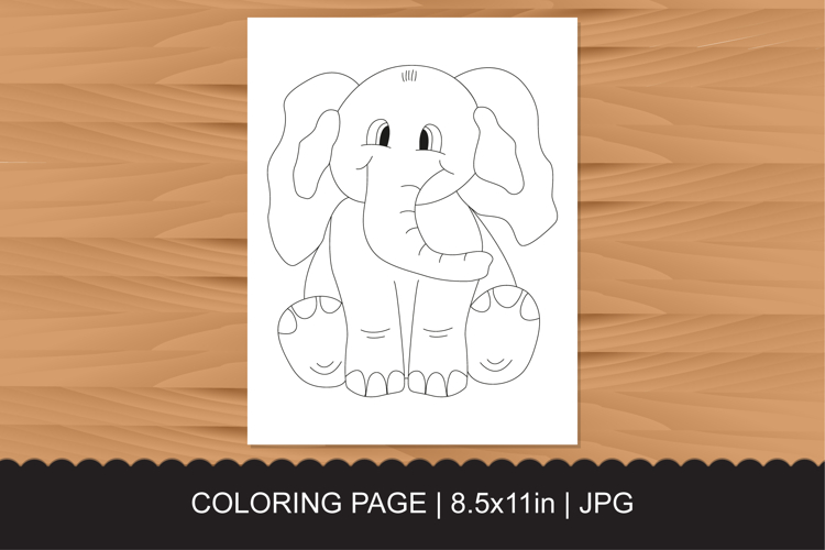 Cute Sitting Baby Elephant Coloring Page for Kids