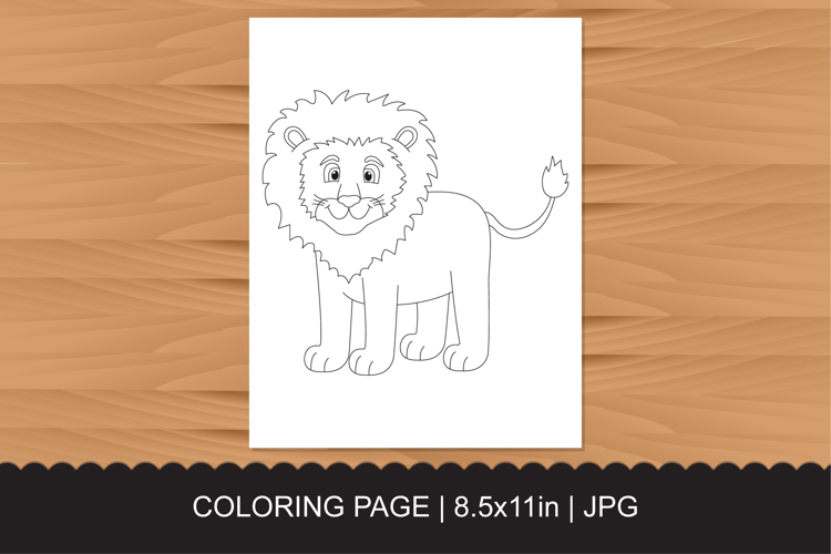 Cute Cartoon Lion Coloring Page for Kids