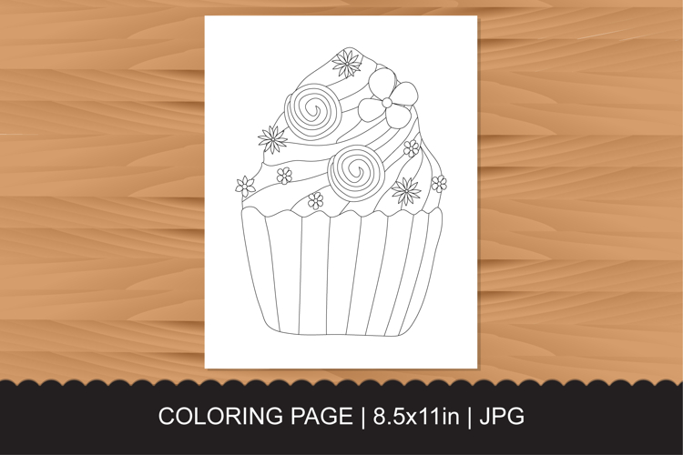 Simple Cupcake Coloring Page