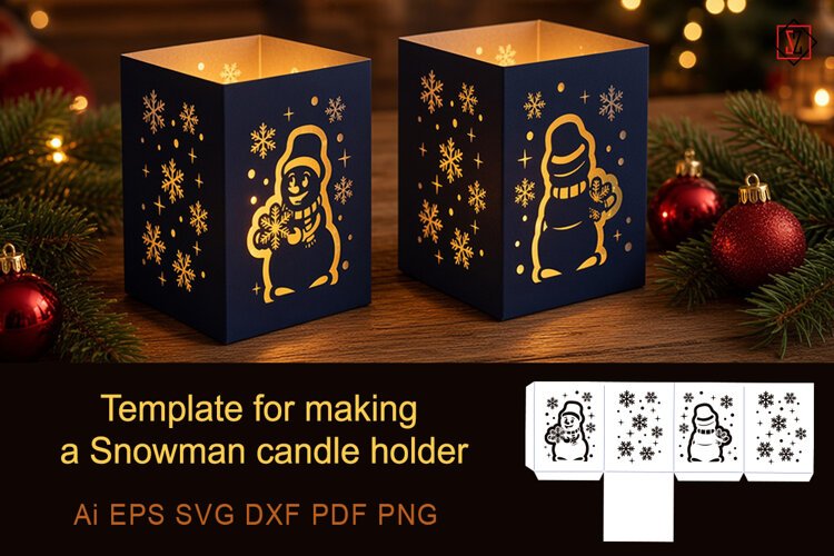 Template for making a Snowman candle holder example image 1