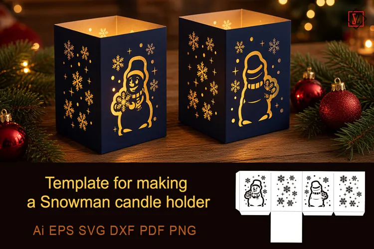 Template for making a Snowman candle holder