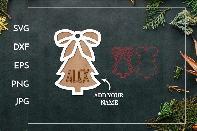 Christmas tree Keychain | Customizable Layered Laser cut example image 1