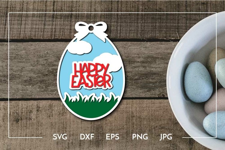Happy easter egg Layered ornament - Laser cut example image 1