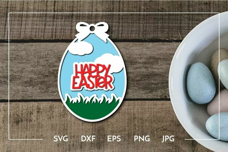 Happy easter egg Layered ornament - Laser cut