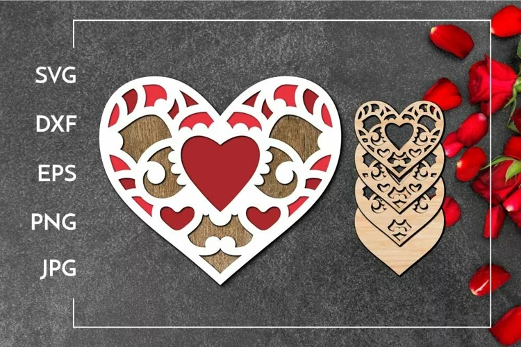 Valentine's day layered decoration | Layered Laser cut