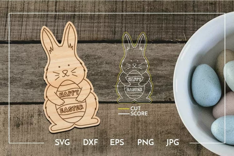 Easter bunny - Single line paint ornament Laser cut score