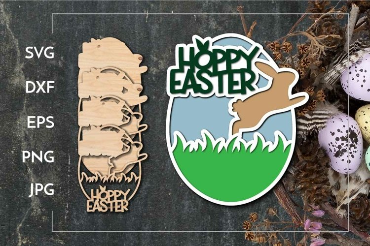 Hoppy easter egg Layered ornament - Laser cut example image 1