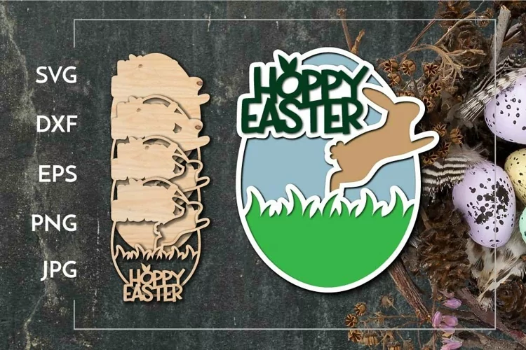 Hoppy easter egg Layered ornament - Laser cut