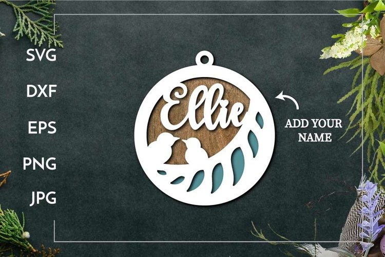 Layered customizable birds ornament | Layered Laser cut example image 1