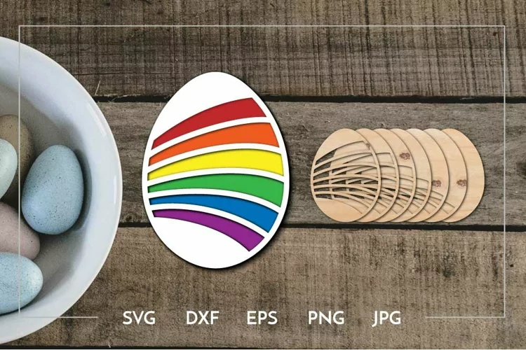 Layered rainbow easter egg Laser cut