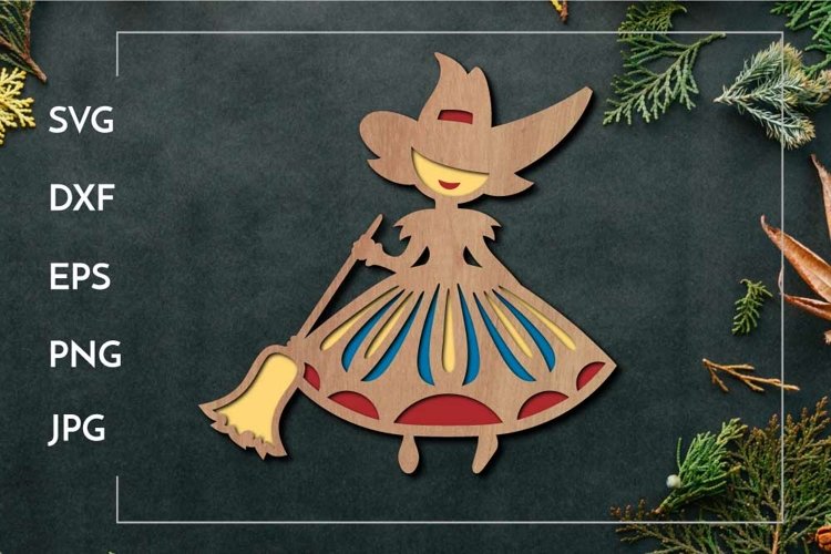 Little Halloween witch | Layered Halloween Laser cut example image 1