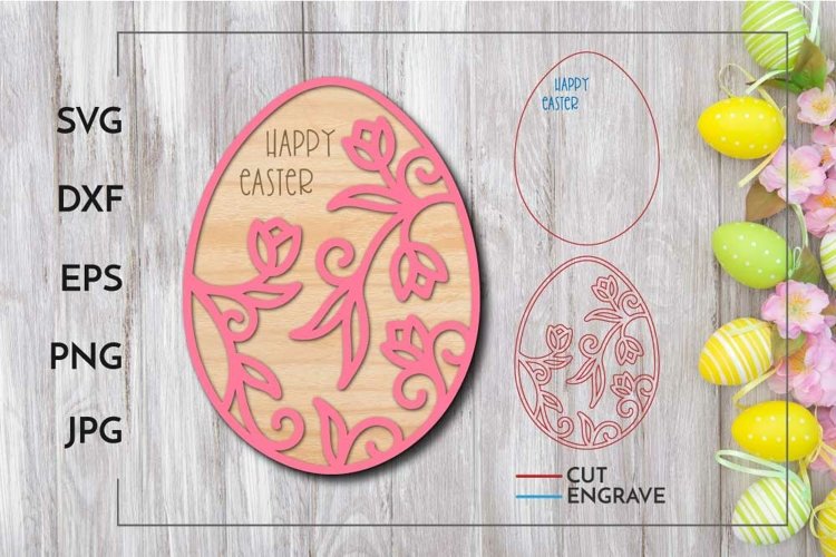 Easter egg Happy Easter Laser cut example image 1