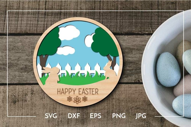 Easter round layered ornament Laser cut and score example image 1