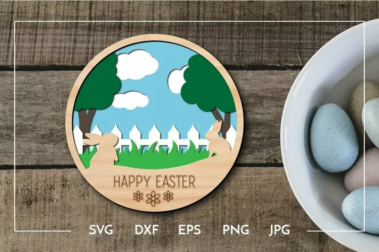 Easter round layered ornament Laser cut and score