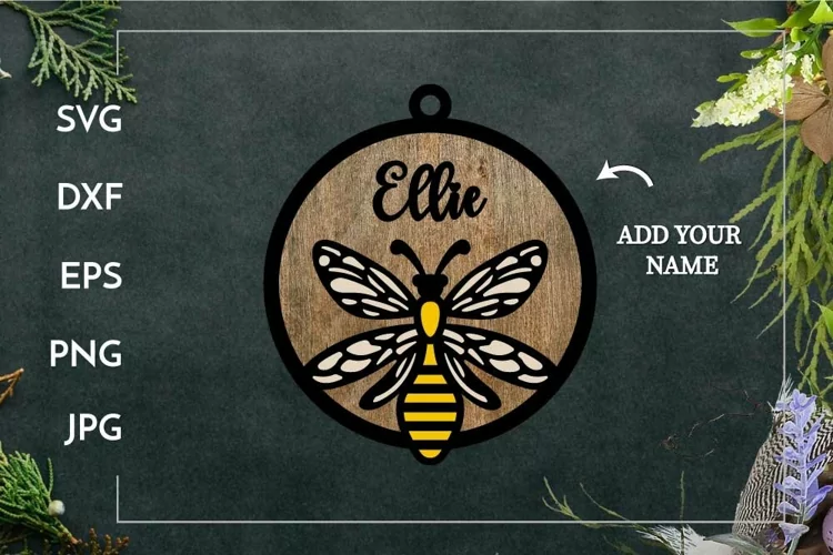 Bee customizable ornament | Layered Laser cut