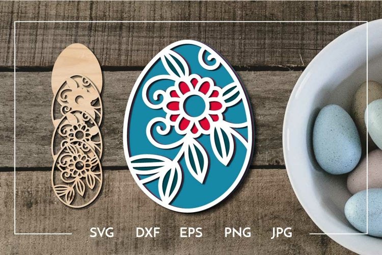 Easter egg Layered floral ornament - Laser cut example image 1