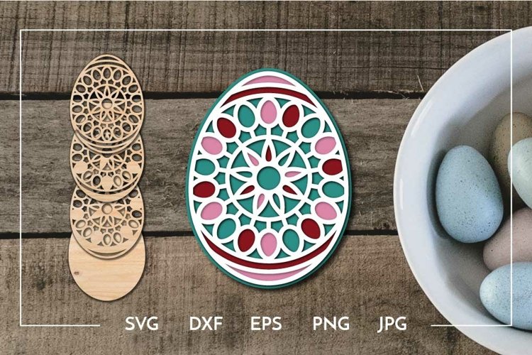 Layered Easter egg mandala Laser cut example image 1