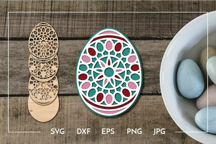 Layered Easter egg mandala Laser cut