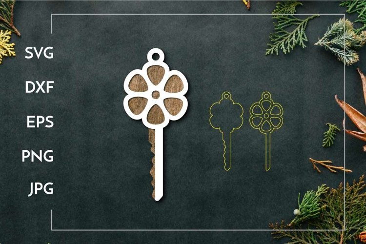 Flower key Keychain | Layered Laser cut example image 1