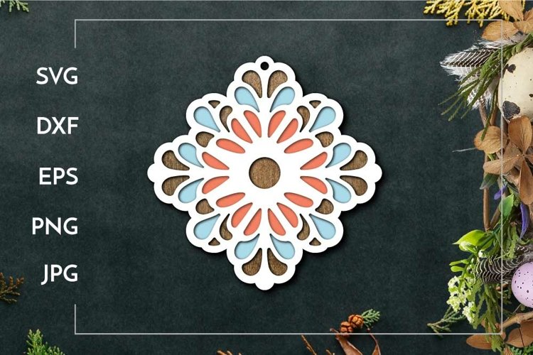Stained glass flower ornament | Layered Laser cut example image 1