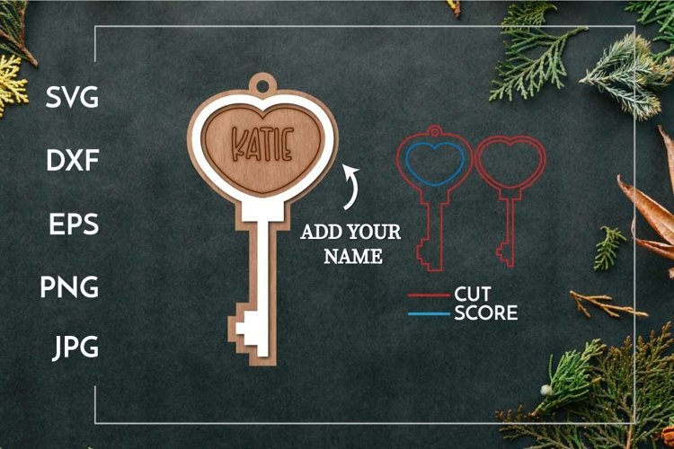 Layered customizable key keychain | Laser cut and score example image 1